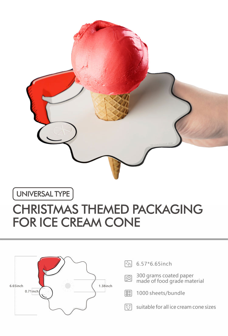 Christmas Themed Packaging For Ice Cream Cone, 1000 Count