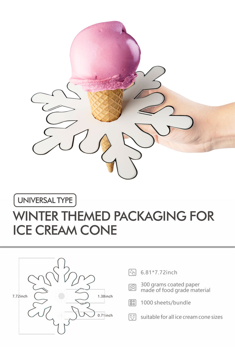 Winter Themed Packaging For Ice Cream Cone, 1000 Count