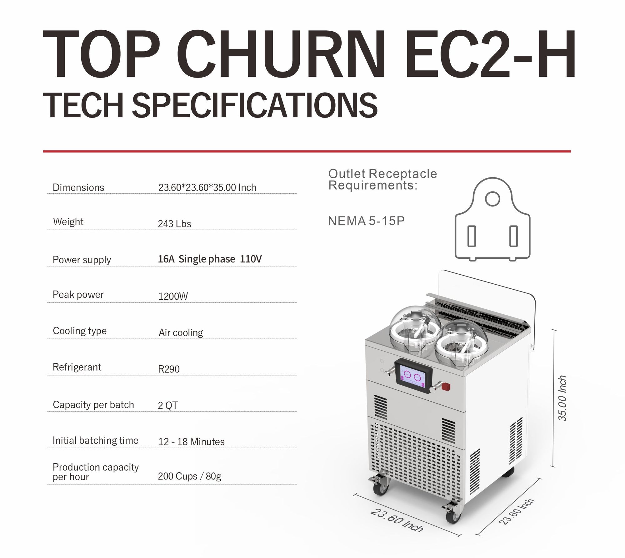 Baratte supérieure EC2 H Specs | Texas Frozentech