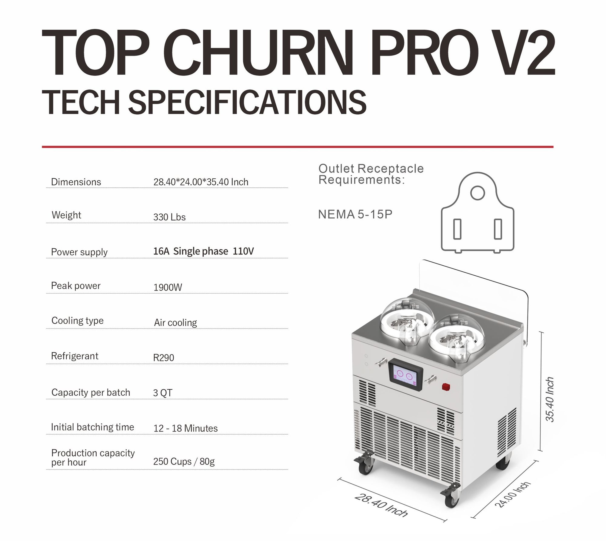 Commercial Gelato Ice Cream Maker, V2, Two Pots – Top Churn Specs | Texas Frozentech